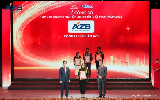 AZB TIẾP TỤC ĐƯỢC VINH DANH TRONG TOP 500 DOANH NGHIỆP LỚN NHẤT VIỆT NAM 2025